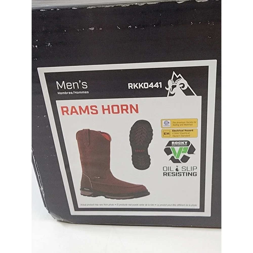 Rocky Rams Horn‎ Work Boots Men 7M Brown Leather Waterproof RKK0441 NEW